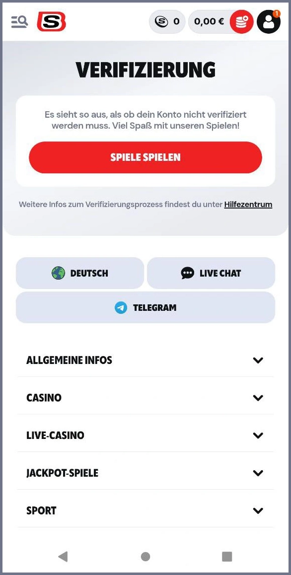 Supabet Casino Verifizierung – Dokument hochladen zur Kontobestätigung