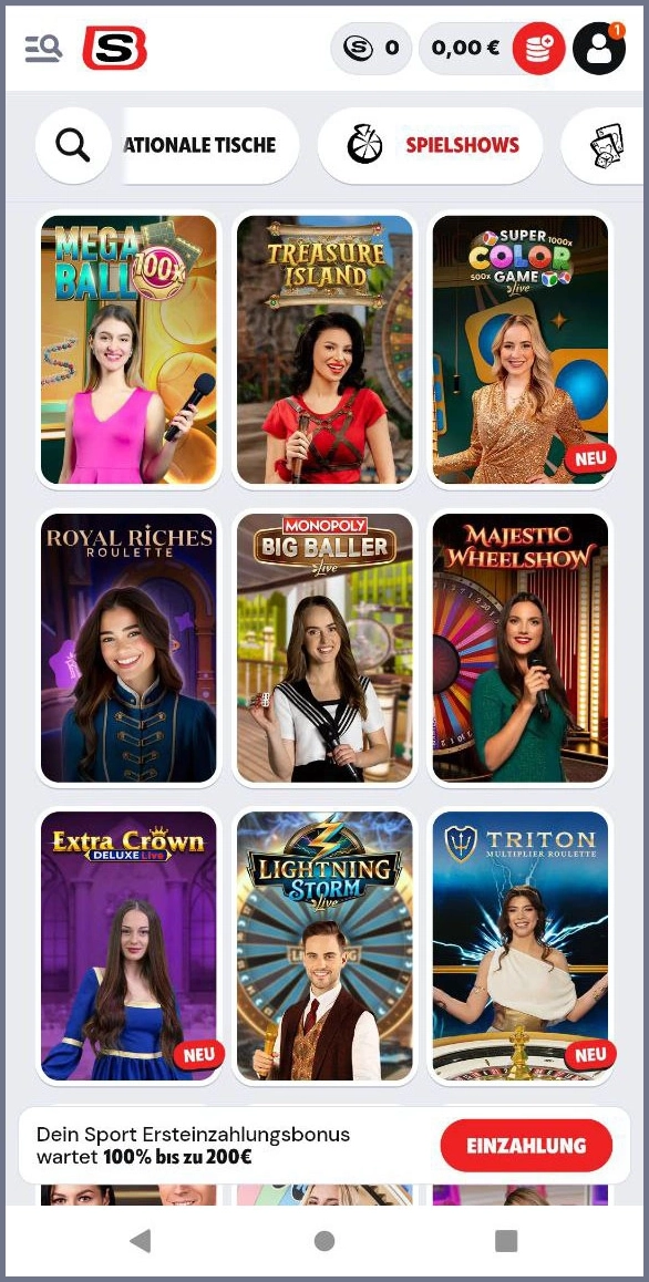 Spielshows im Live-Casino bei Supabet Casino