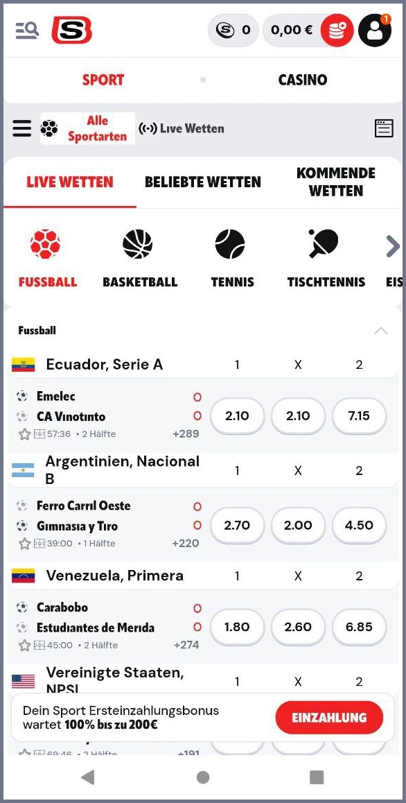 Echtzeit-Live-Wetten auf Sportereignisse